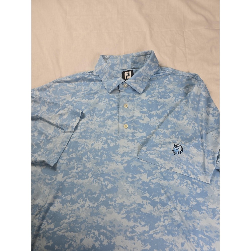 FootJoy‎ Polo Shirt Mens XL Blue Camo Short Sleeve Stretch Golf Logo Performance